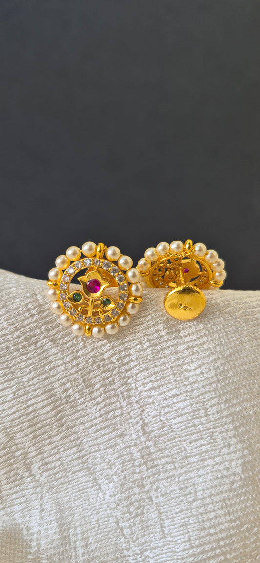 Cz pearl stud
