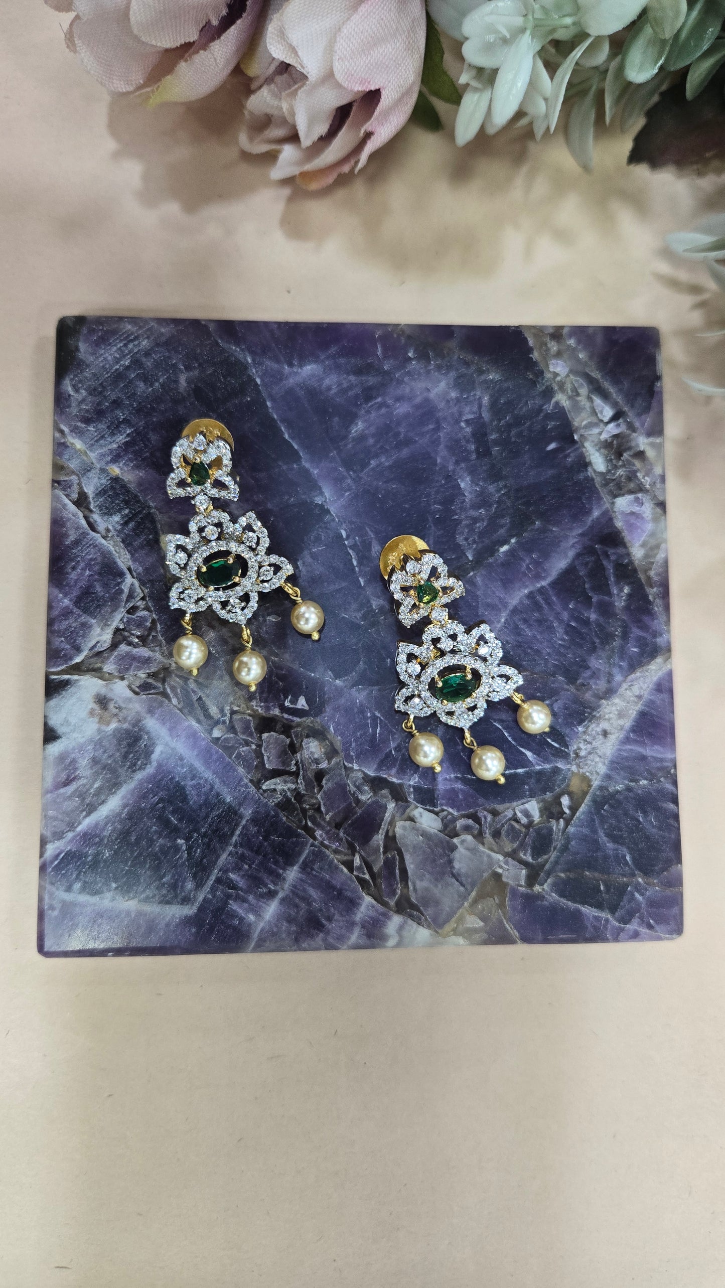 Hasli with CZ 3D Pendant set with earrings