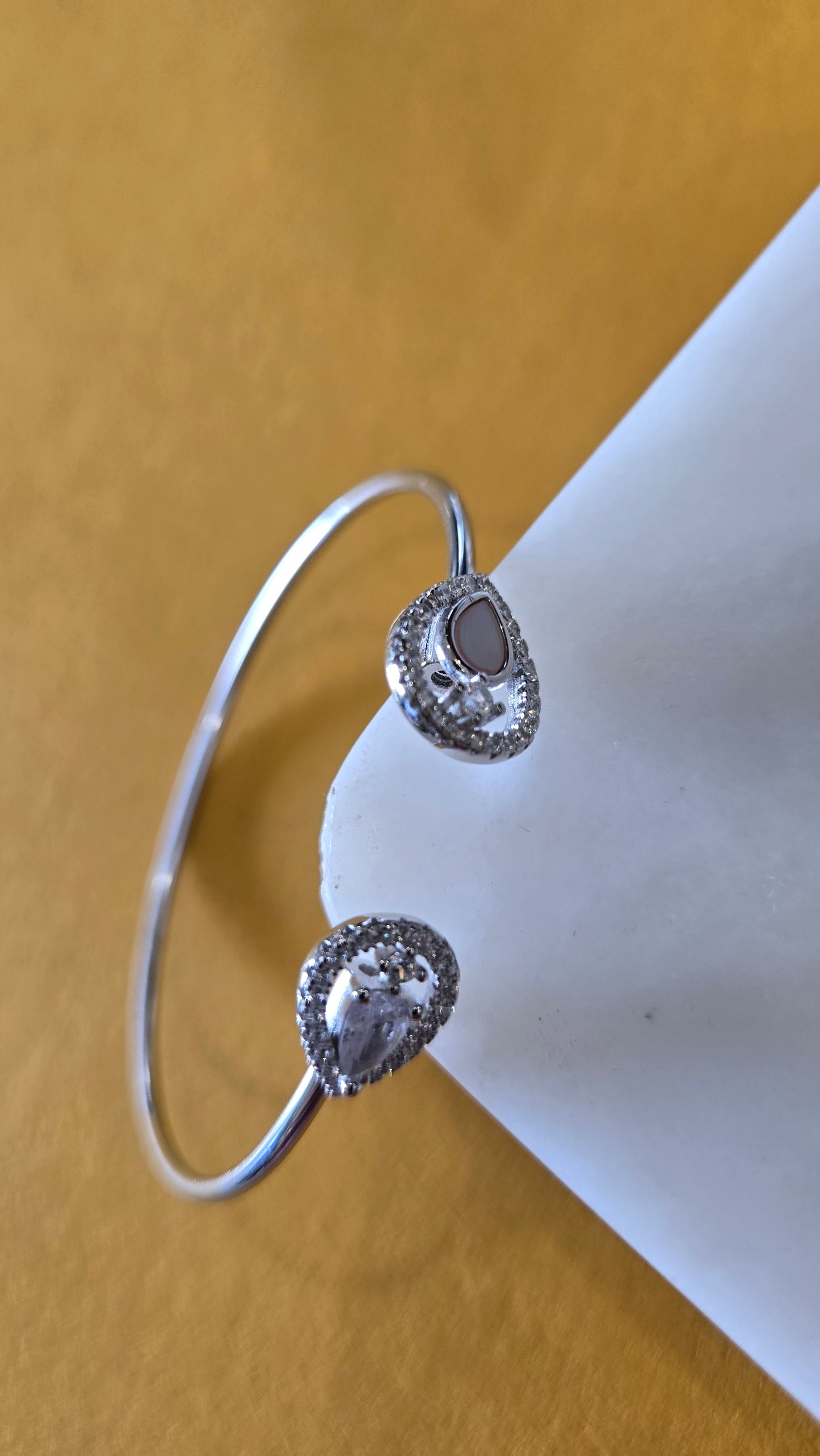 Pink stone drops motifs sterling silver Bracelet