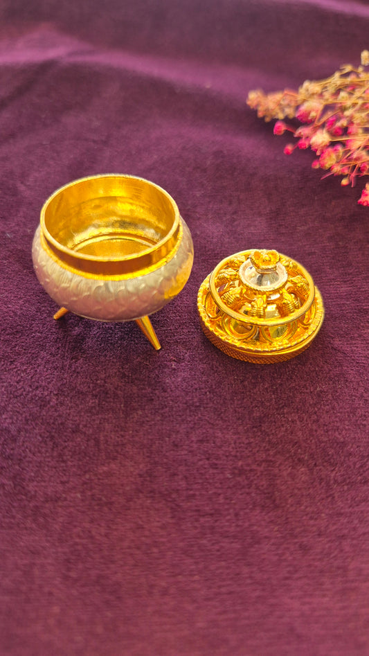 Kumkum box or multi utility silver box in dual tone