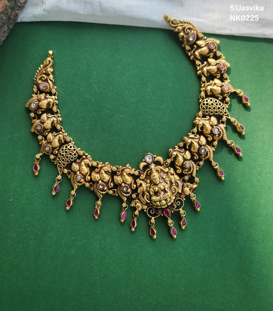 Laxmi and peacock motif Nakshi kundan Necklace