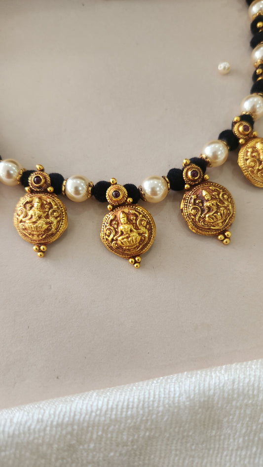 Black thread kasu Necklace