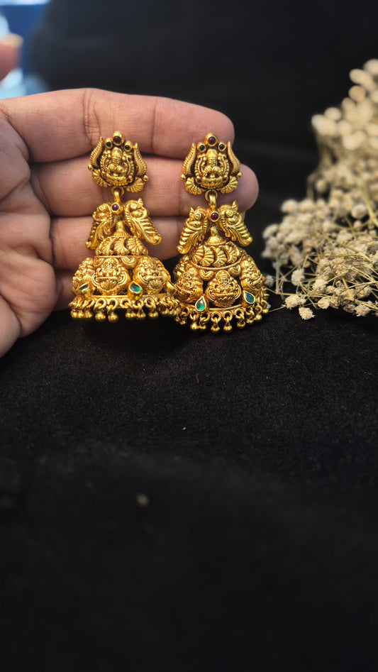 Big Bridal nakas Jumkas with Green stones in light weight