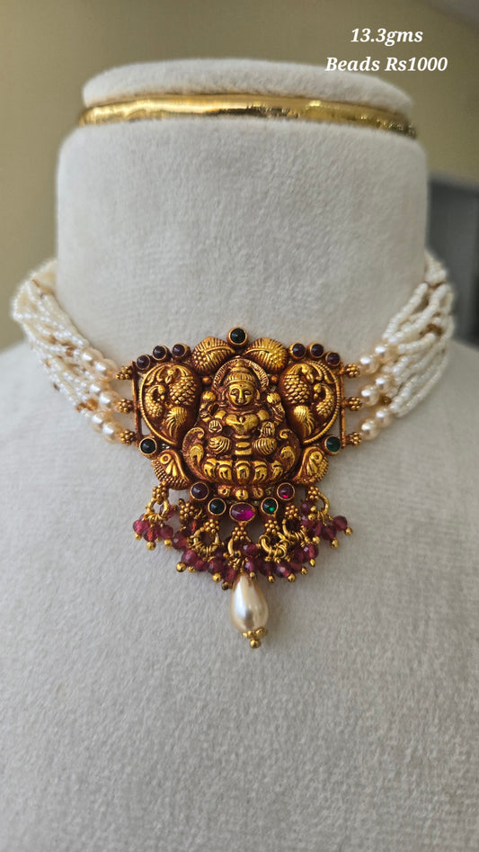Pearls beads Laxmi Nagas choker necklace