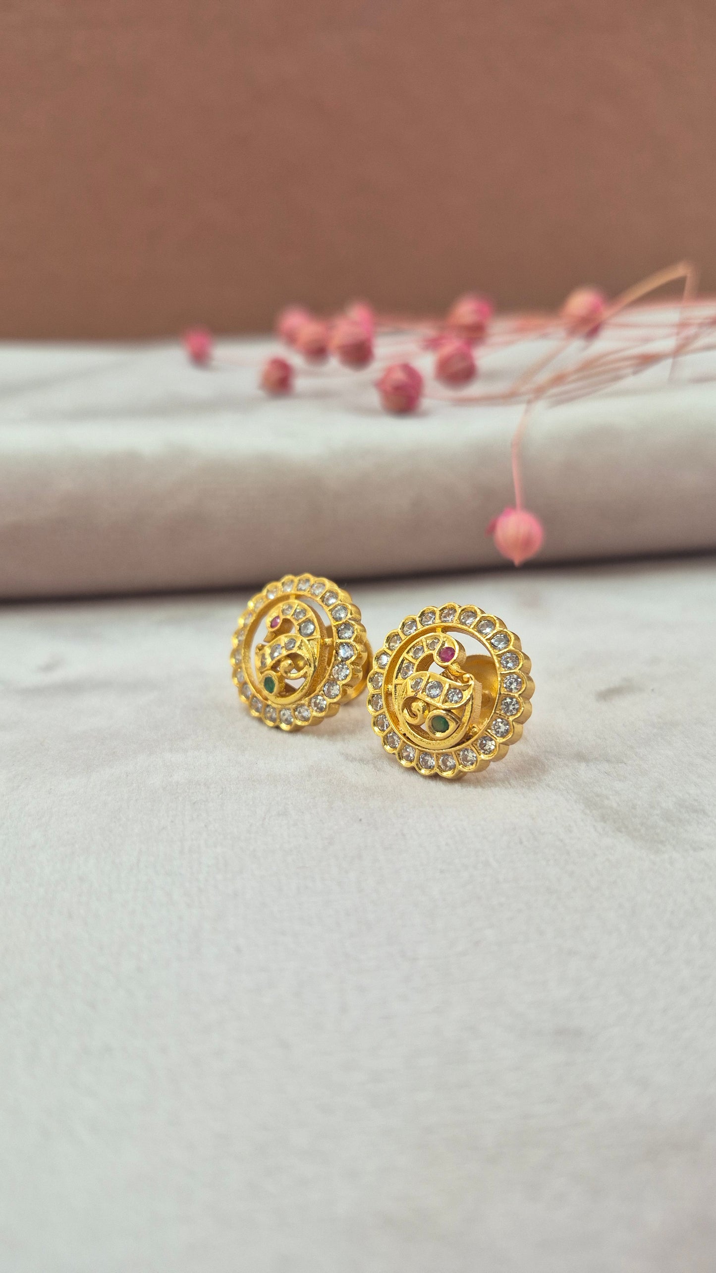 CZ stone peacock Stud