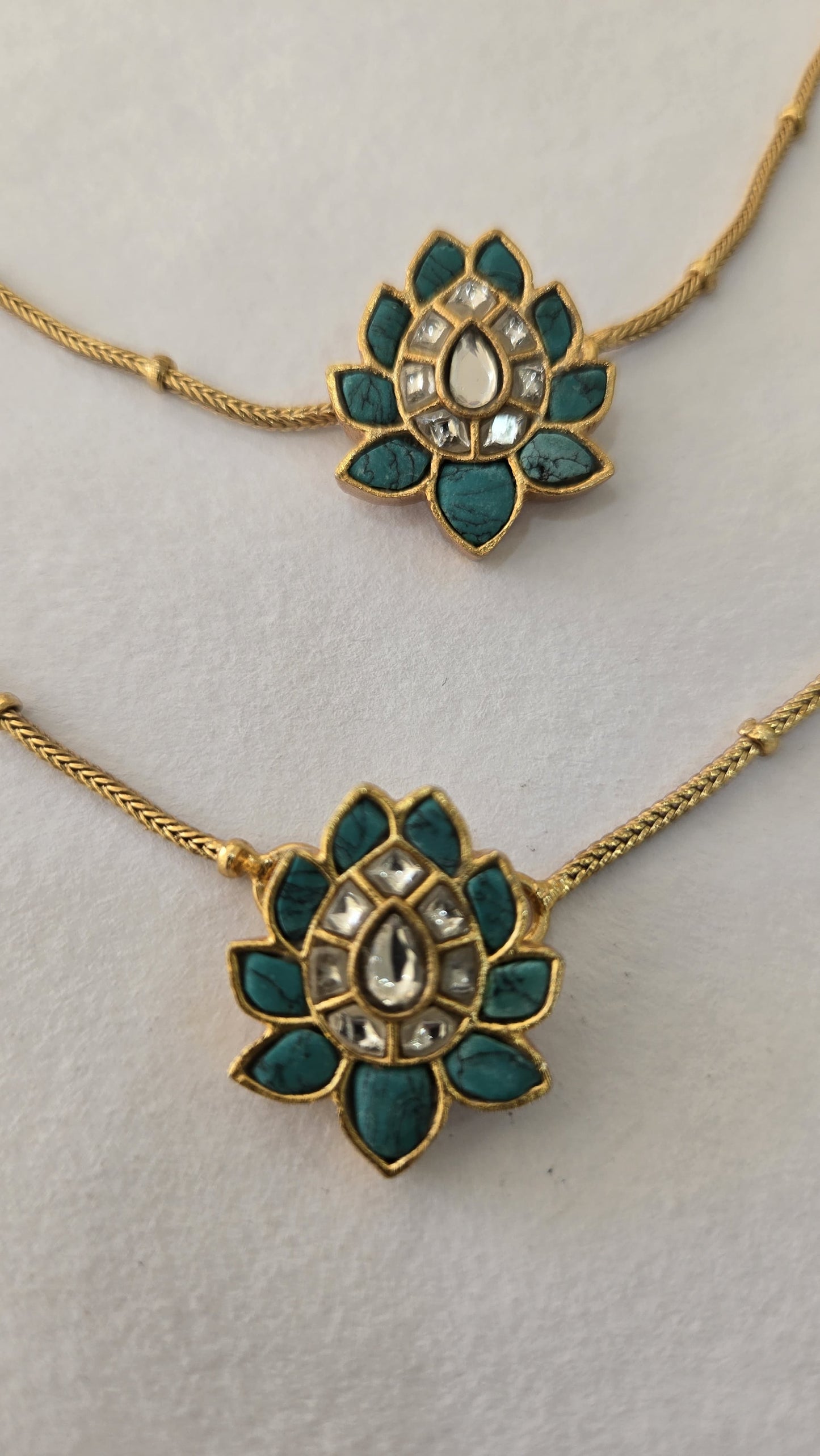 92.5 silver with 24k gold polish Turquoise Kundan Anklets
