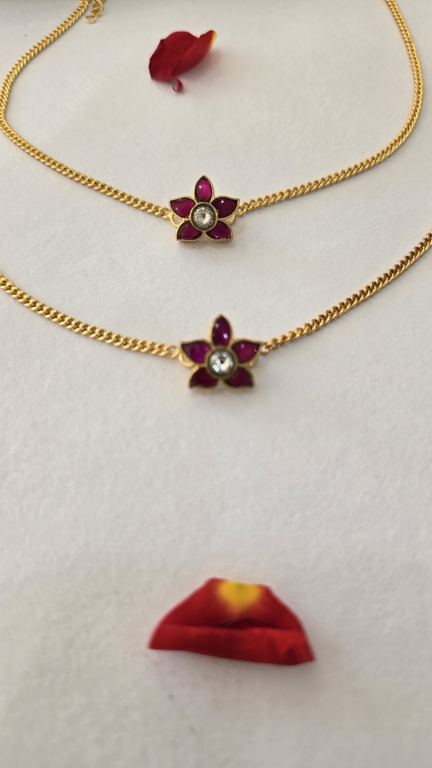 Kundan 925 silver with 24k Gold polish Anklets