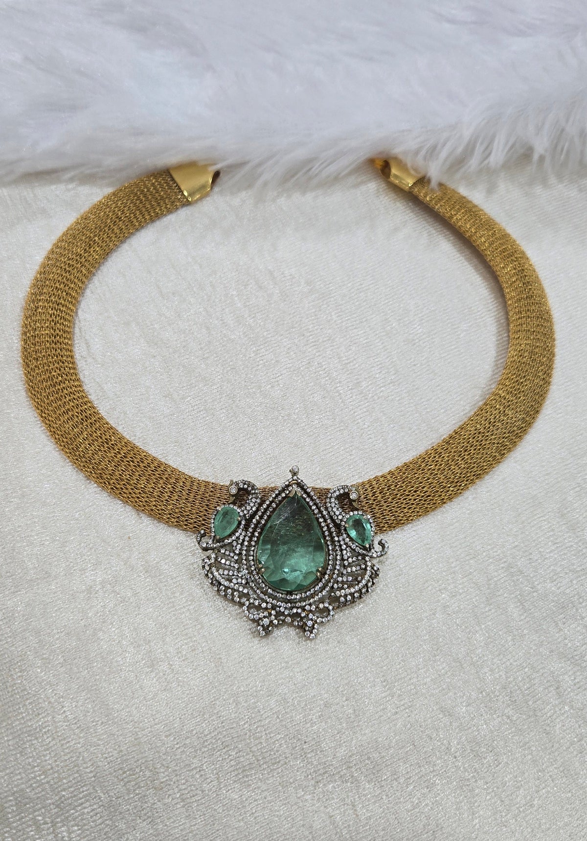 Victorian neckpiece with peacock motifs