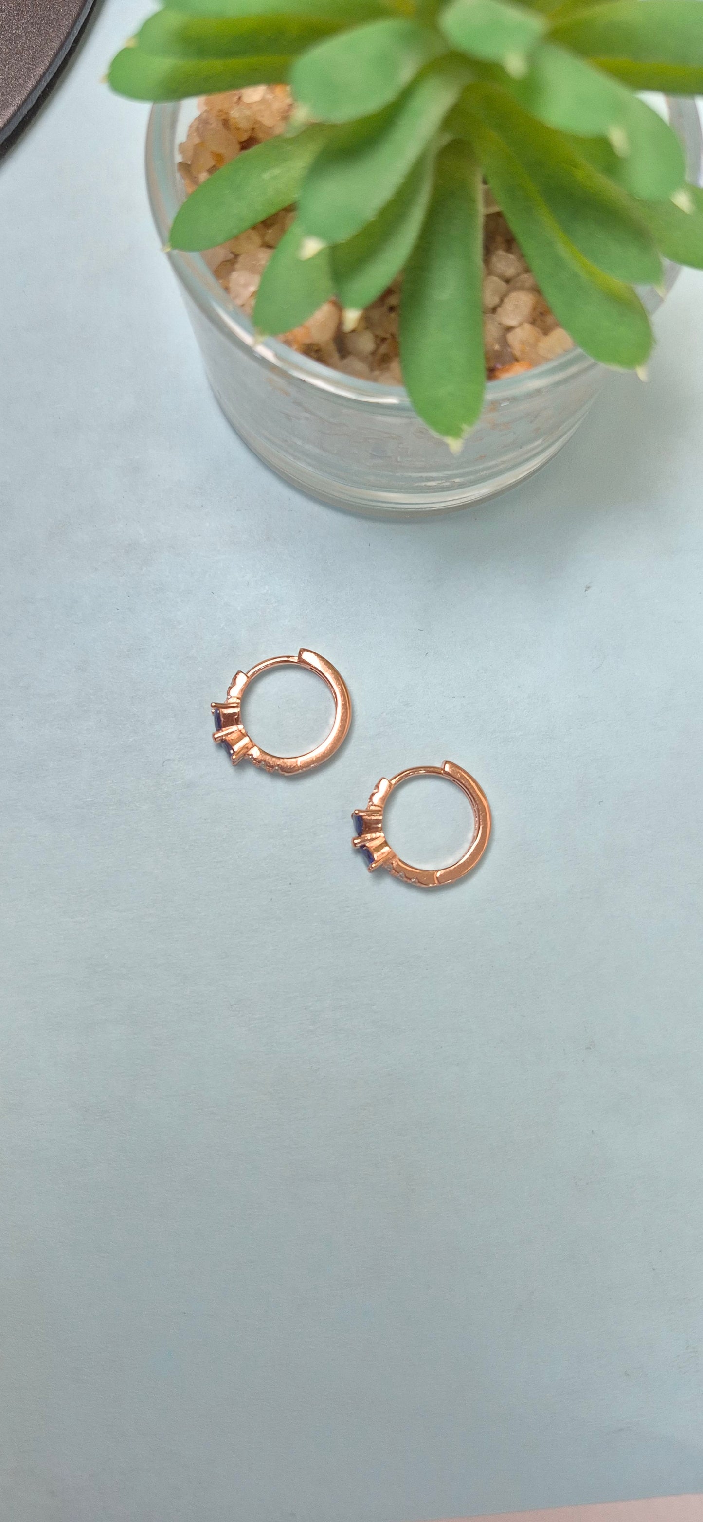 Rose gold blue stone bali