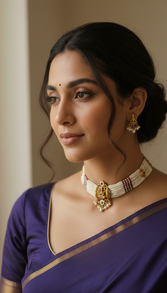 Premium pearls Kundan Laxmi Necklace choker
