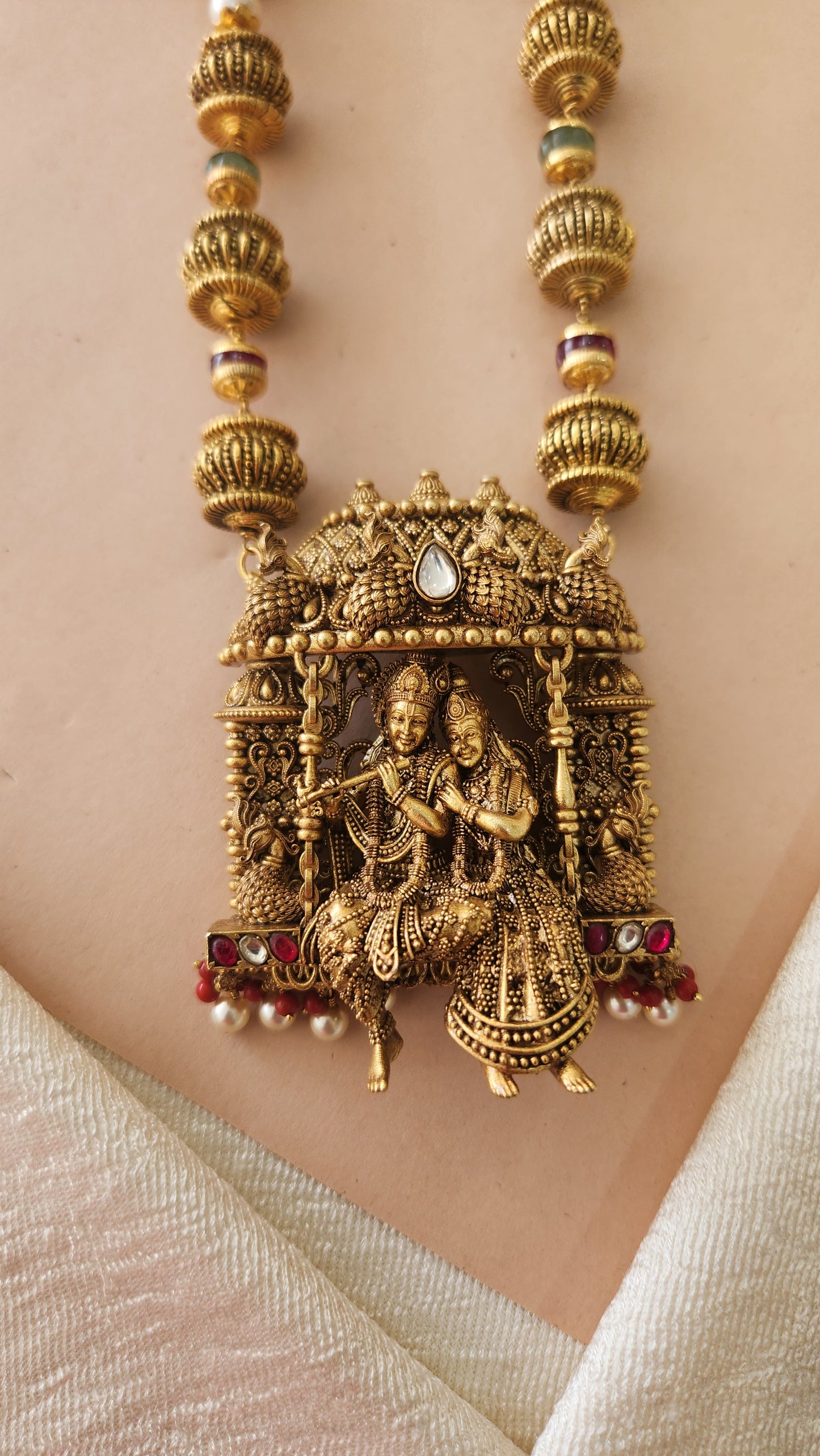 5D intricate Radha krishna long haram