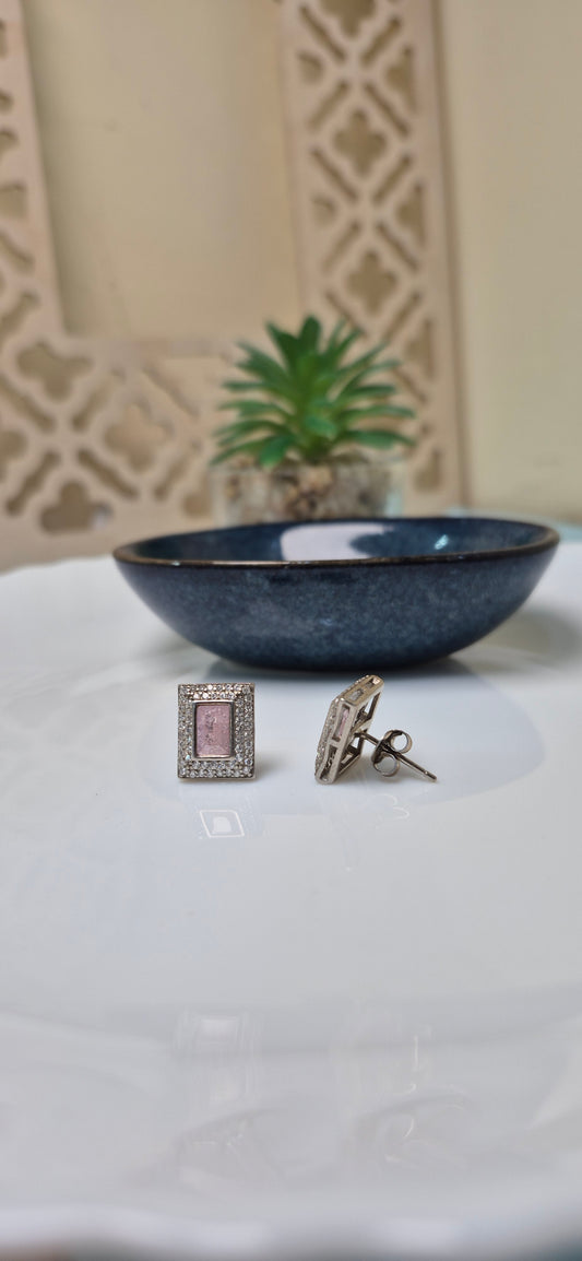 Pink sea stone studs