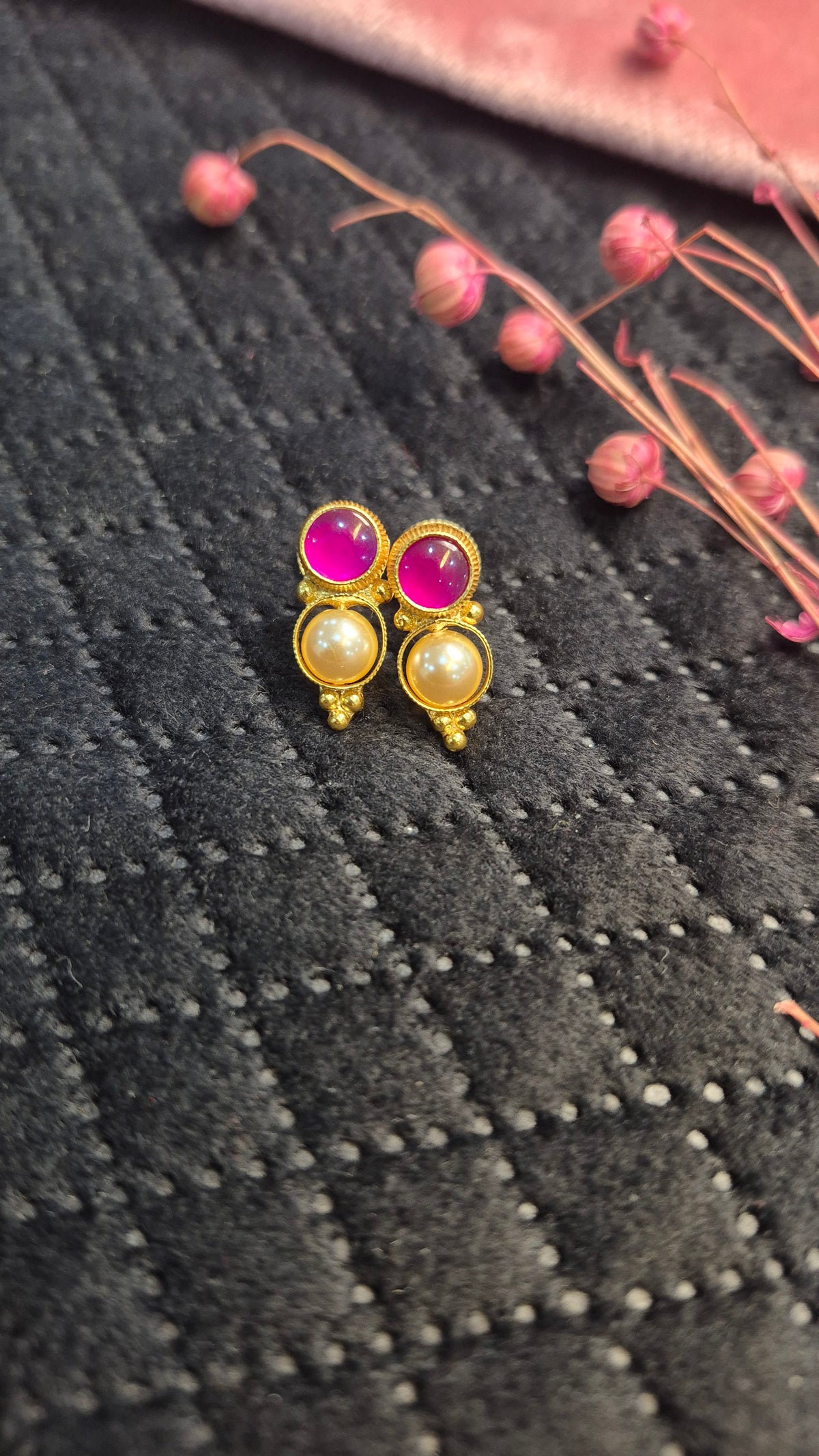 Pearl kundan stud style1