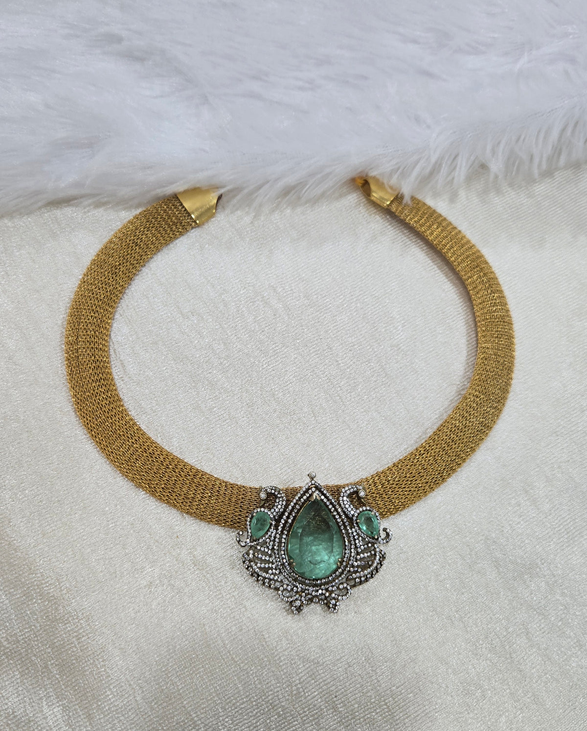 Victorian neckpiece with peacock motifs