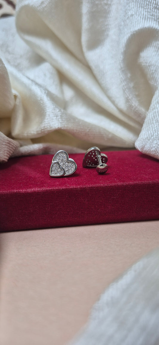 Stone double Heart stud