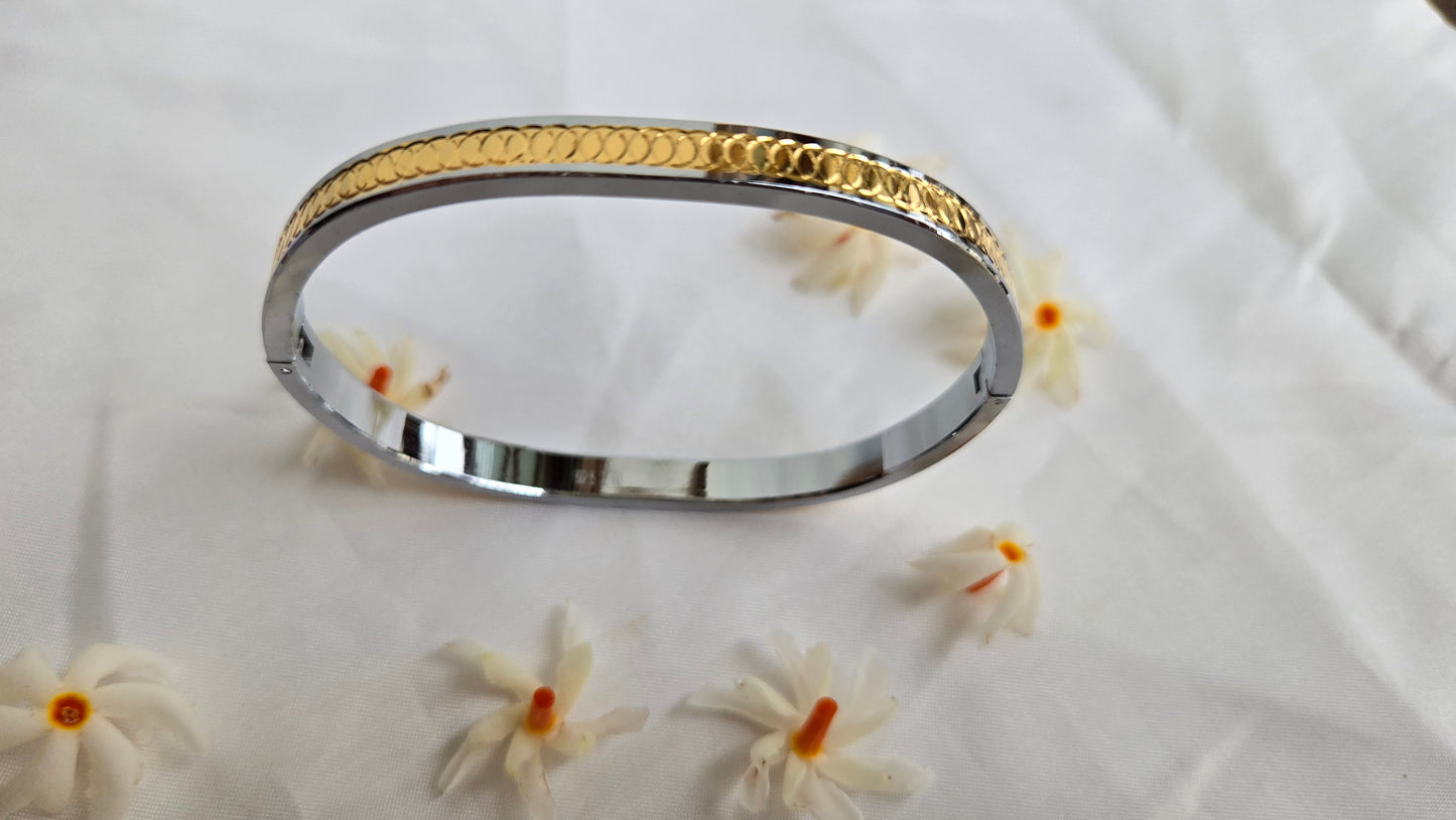 Mens Dual tone Silver Kada