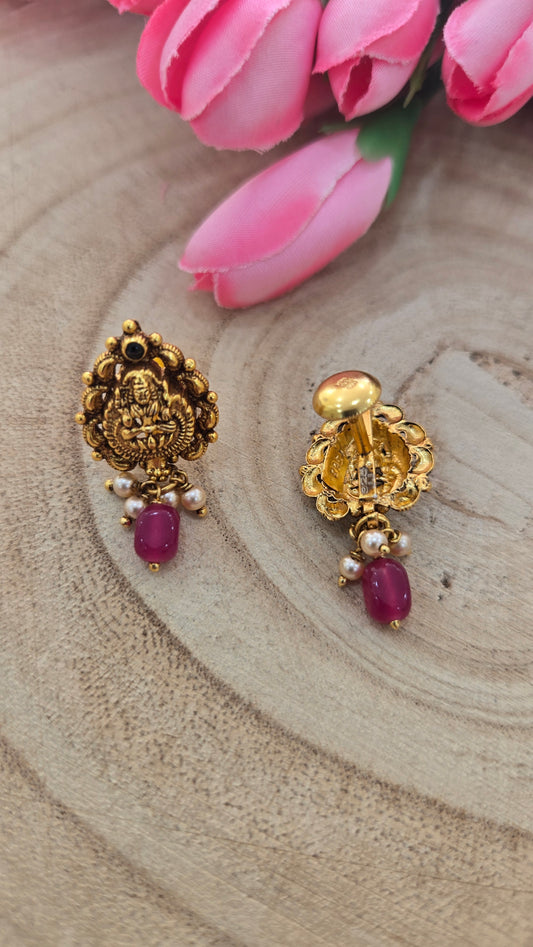 Lakshmi stud with Red drop