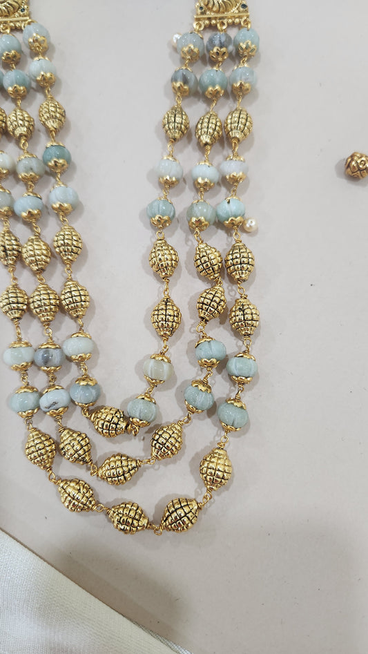 Pumpkin beads 3 layer Necklace