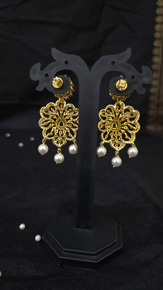 Zircon Earrings with green stones