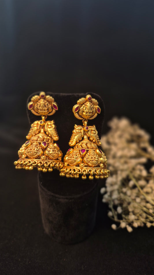 Big Bridal nakas Jumkas with Red stones in light weight