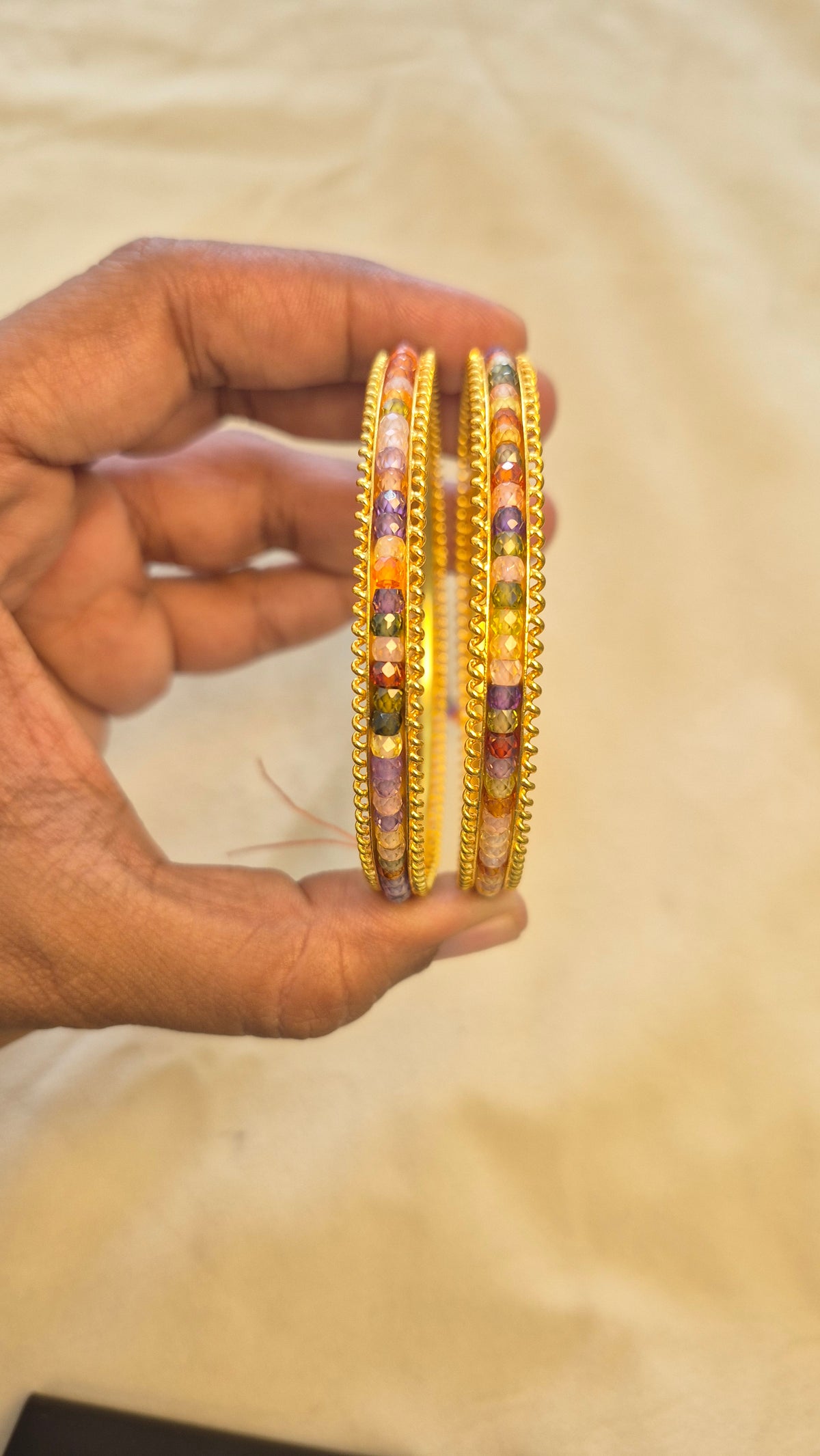 Mix colours Beads in Silver String for Colour Changeable Bangle (1 Pair)