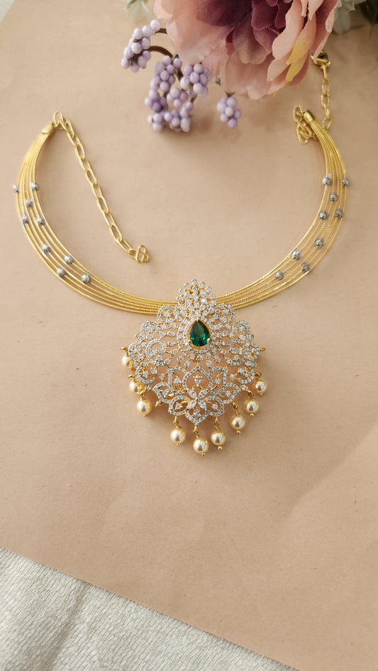 Hasli with CZ 3D Pendant set with earrings
