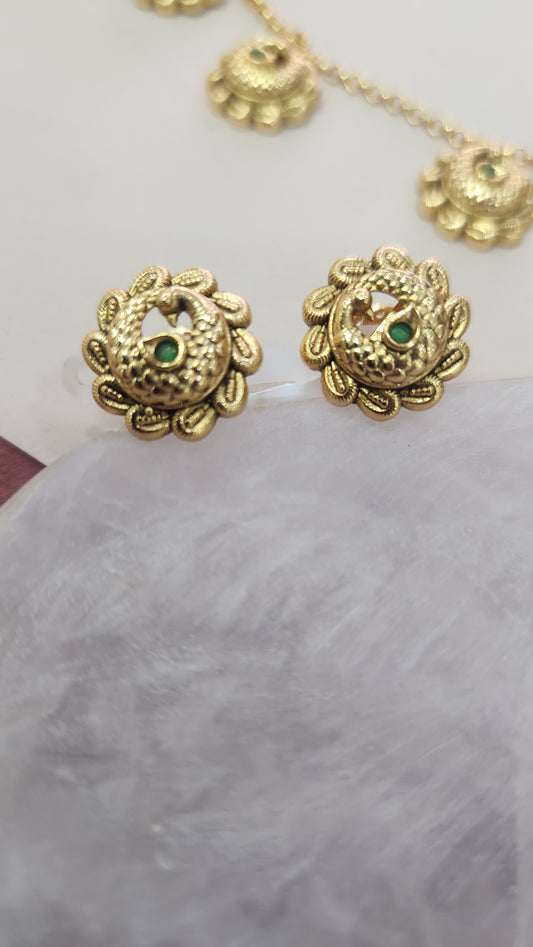 Ball Chain with charm pendants and green stone