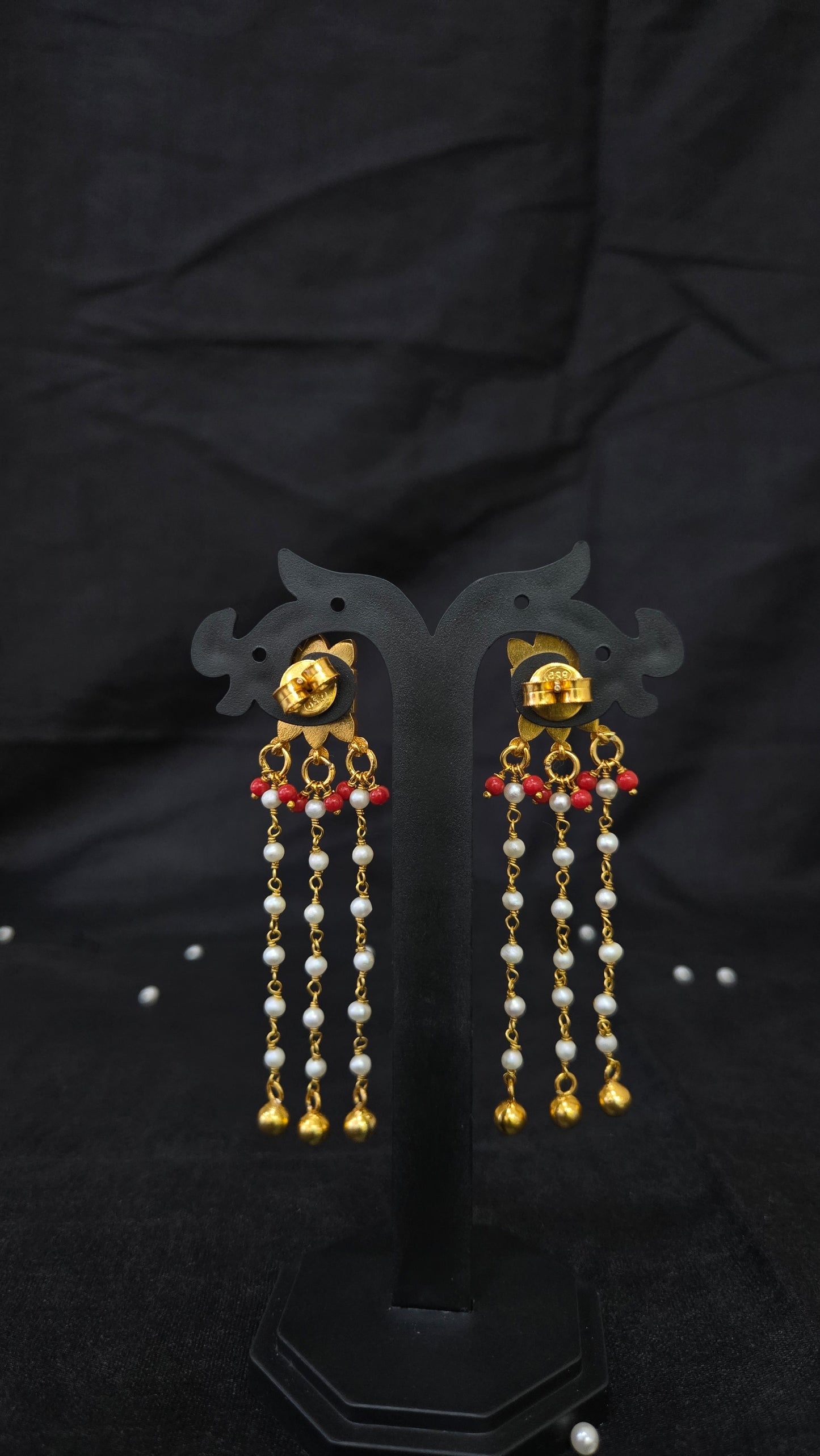 Kundan Earrings with long pearl drops