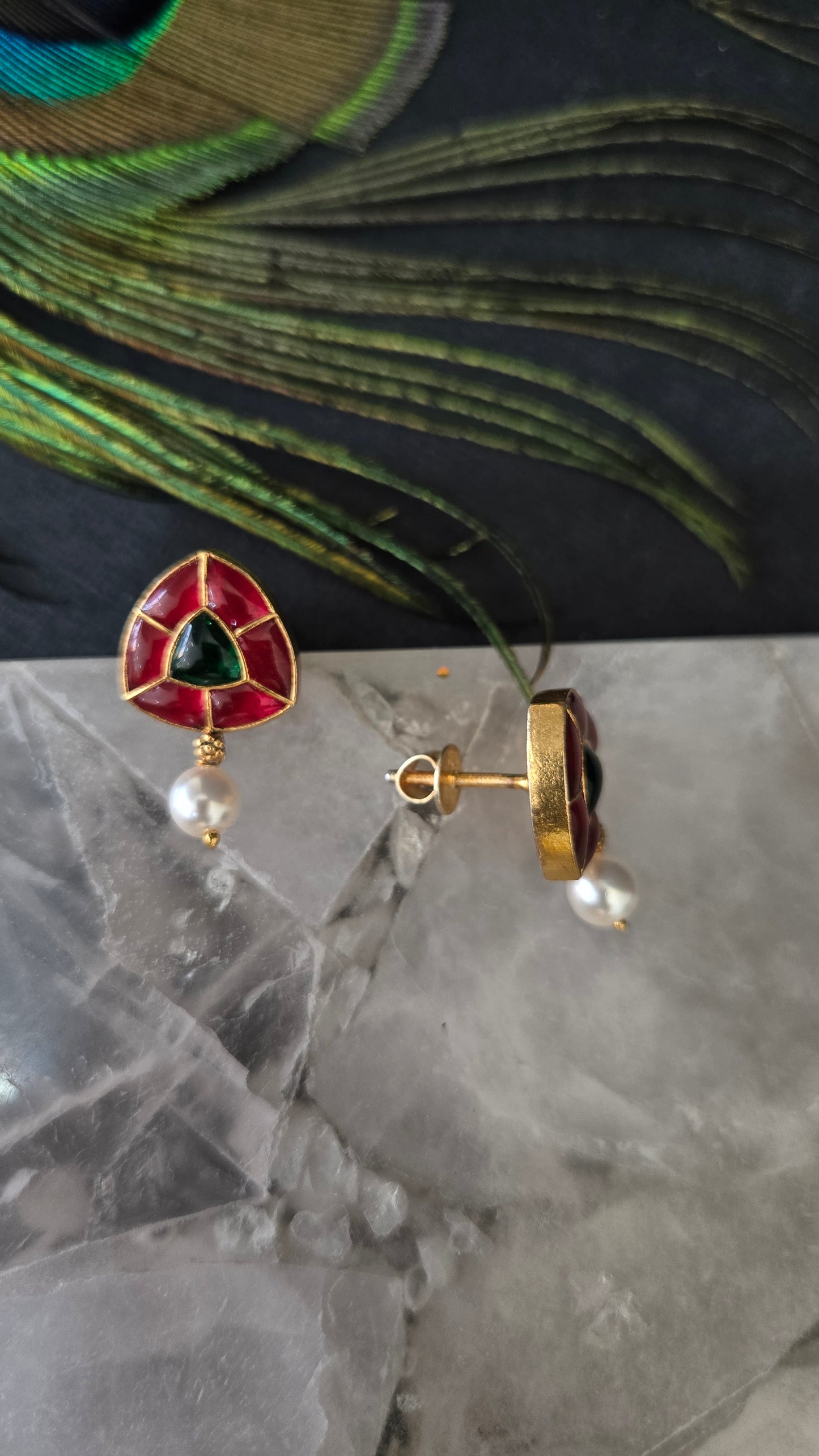 Kundan Stud with pearl drop