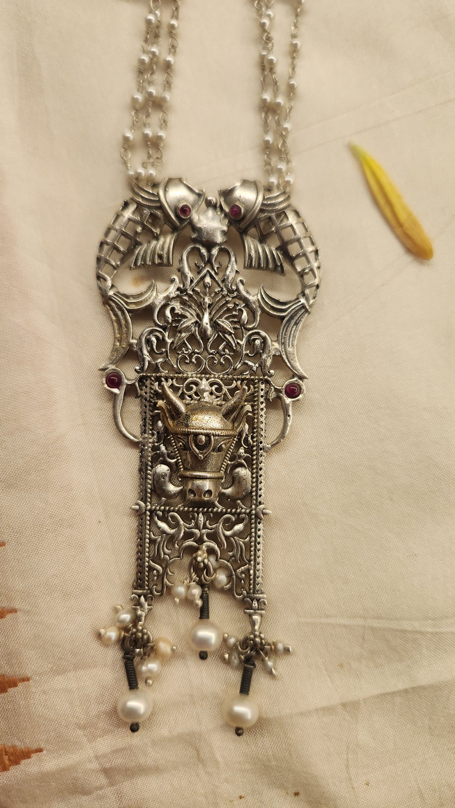 Contemporary Boho oxidised silver necklace