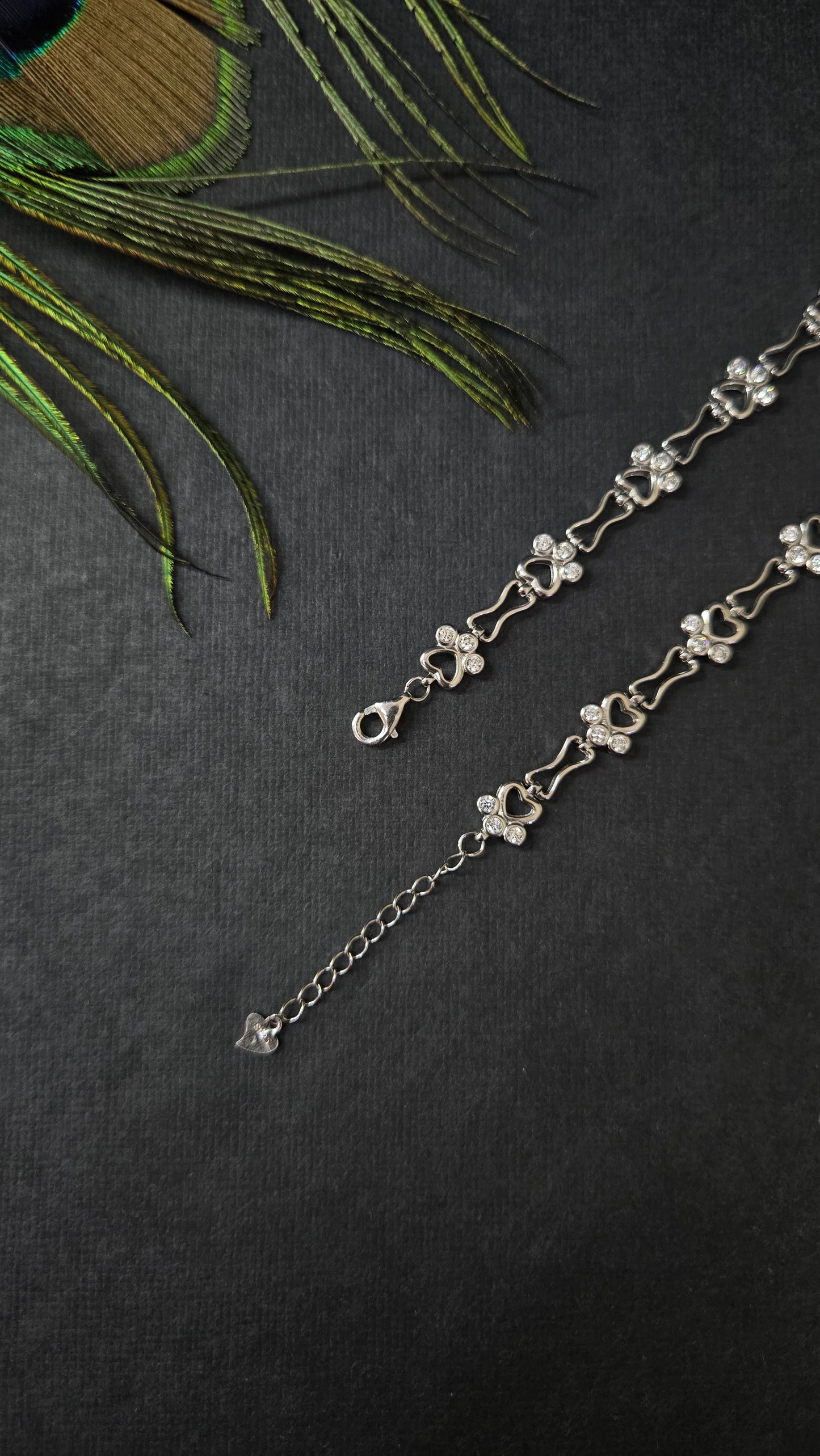 Zircon paw print anklets