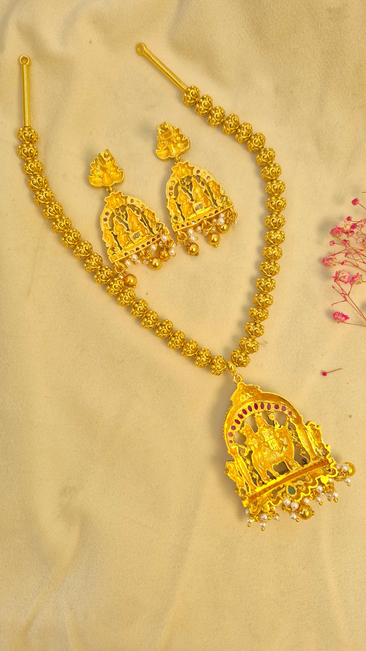 3D Ball chain ShivParvati pendant with earrings