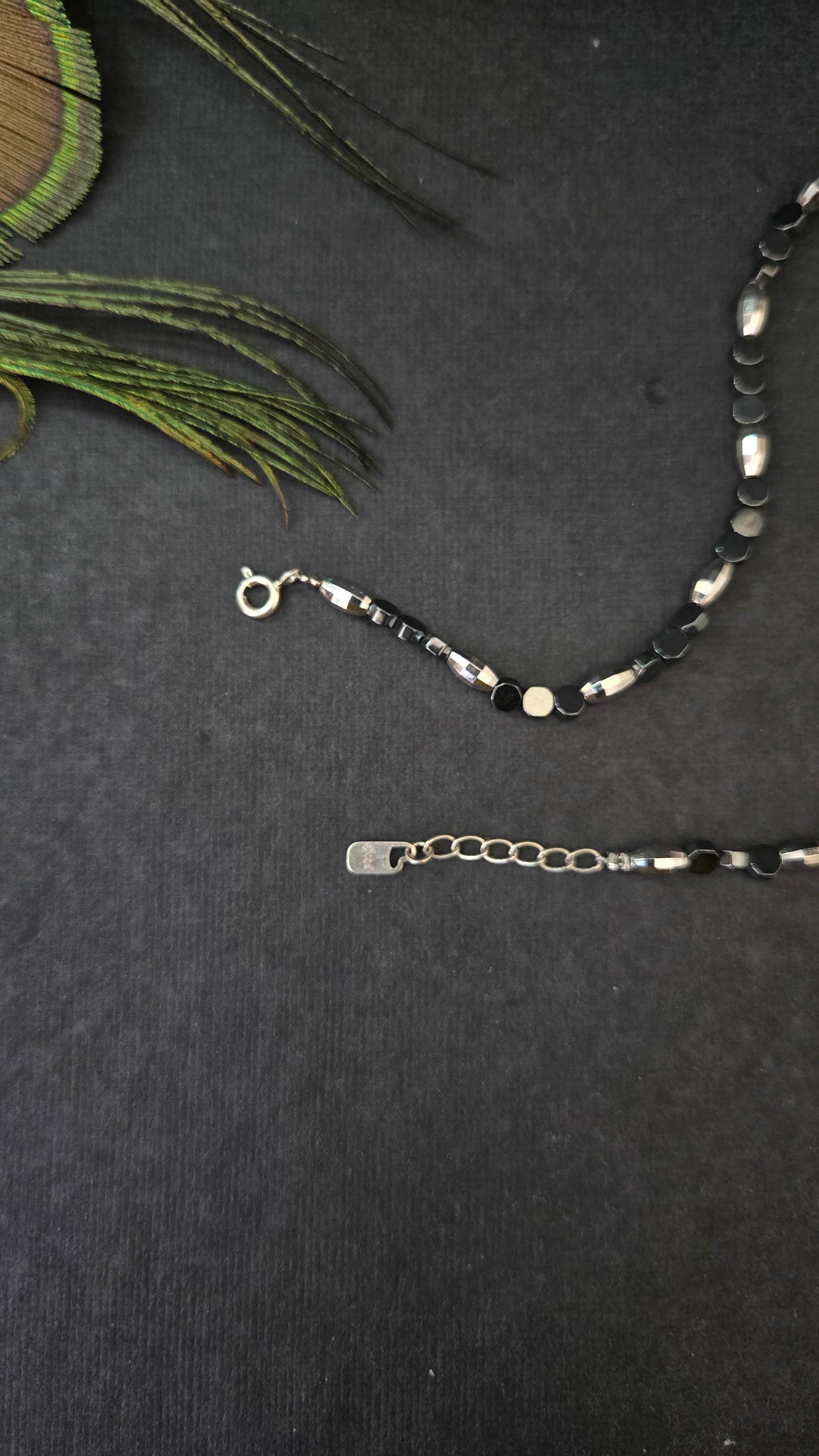 Black magnetite semi precious stone anklets