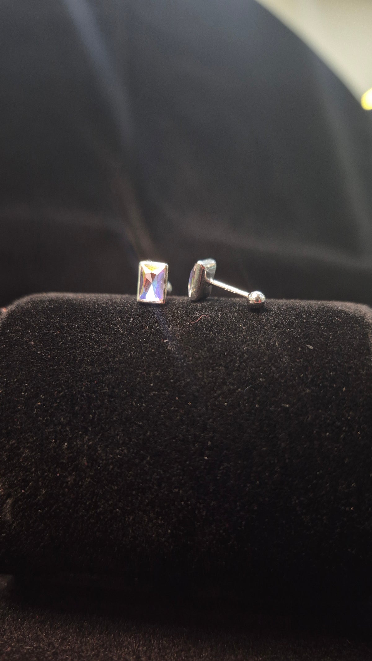 Multicolour Rectangular stone helix stud