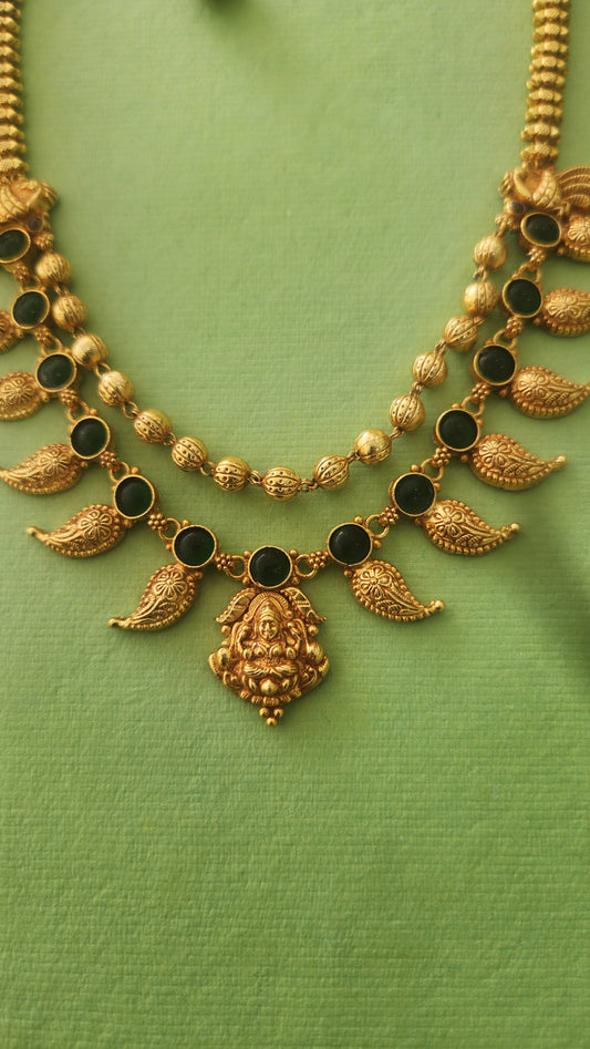 Mango green semi precious stones double layer Necklace