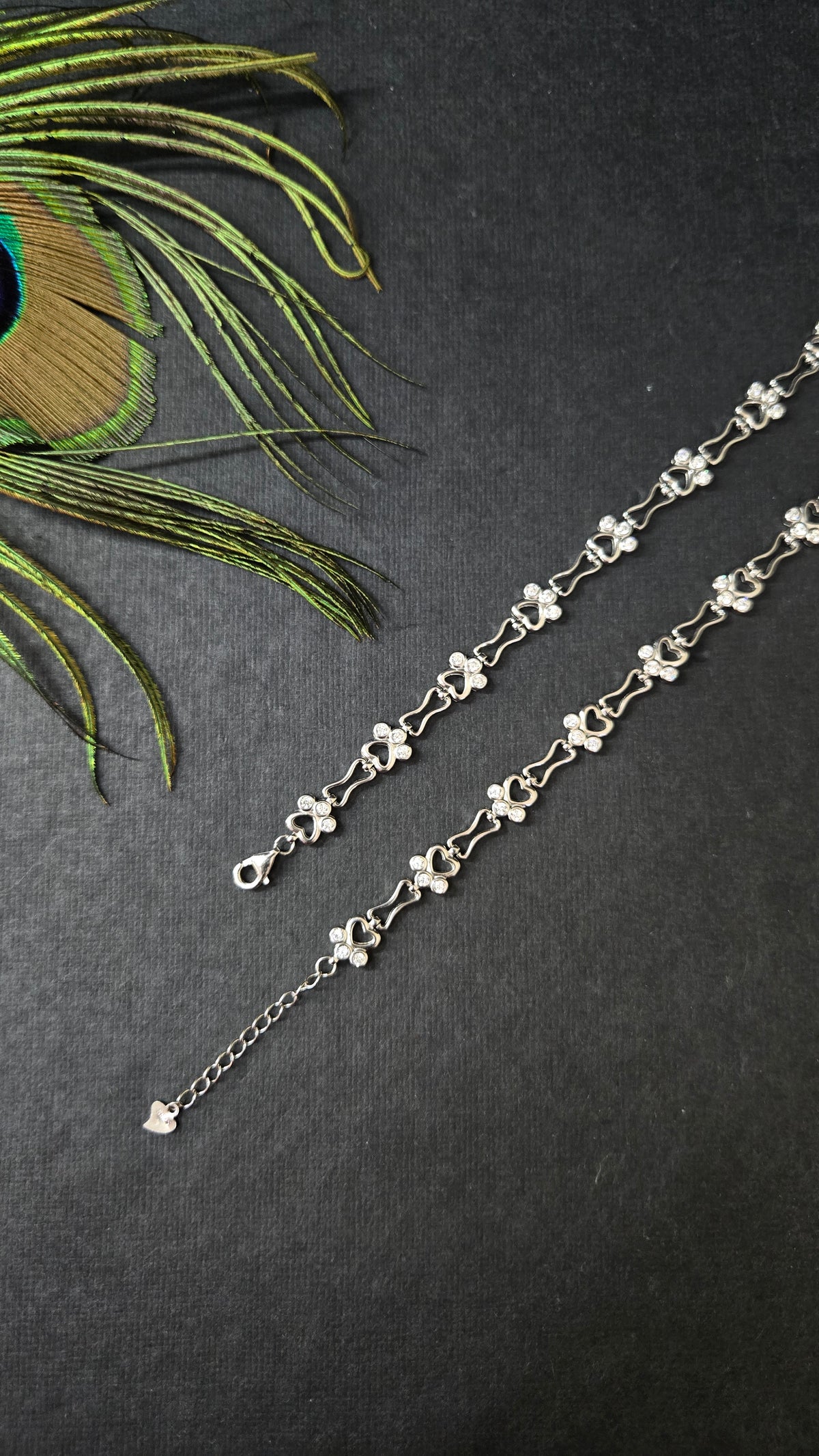 Zircon paw print anklets