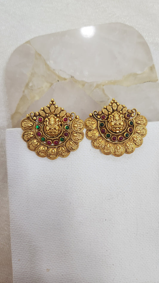 Kasu Chandbali Stud Earrings