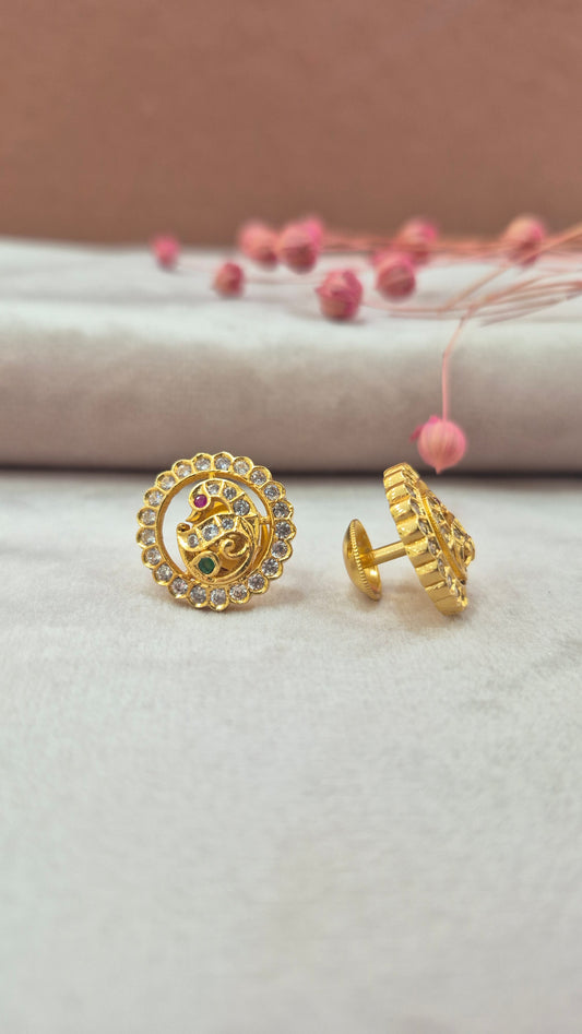 CZ stone peacock Stud