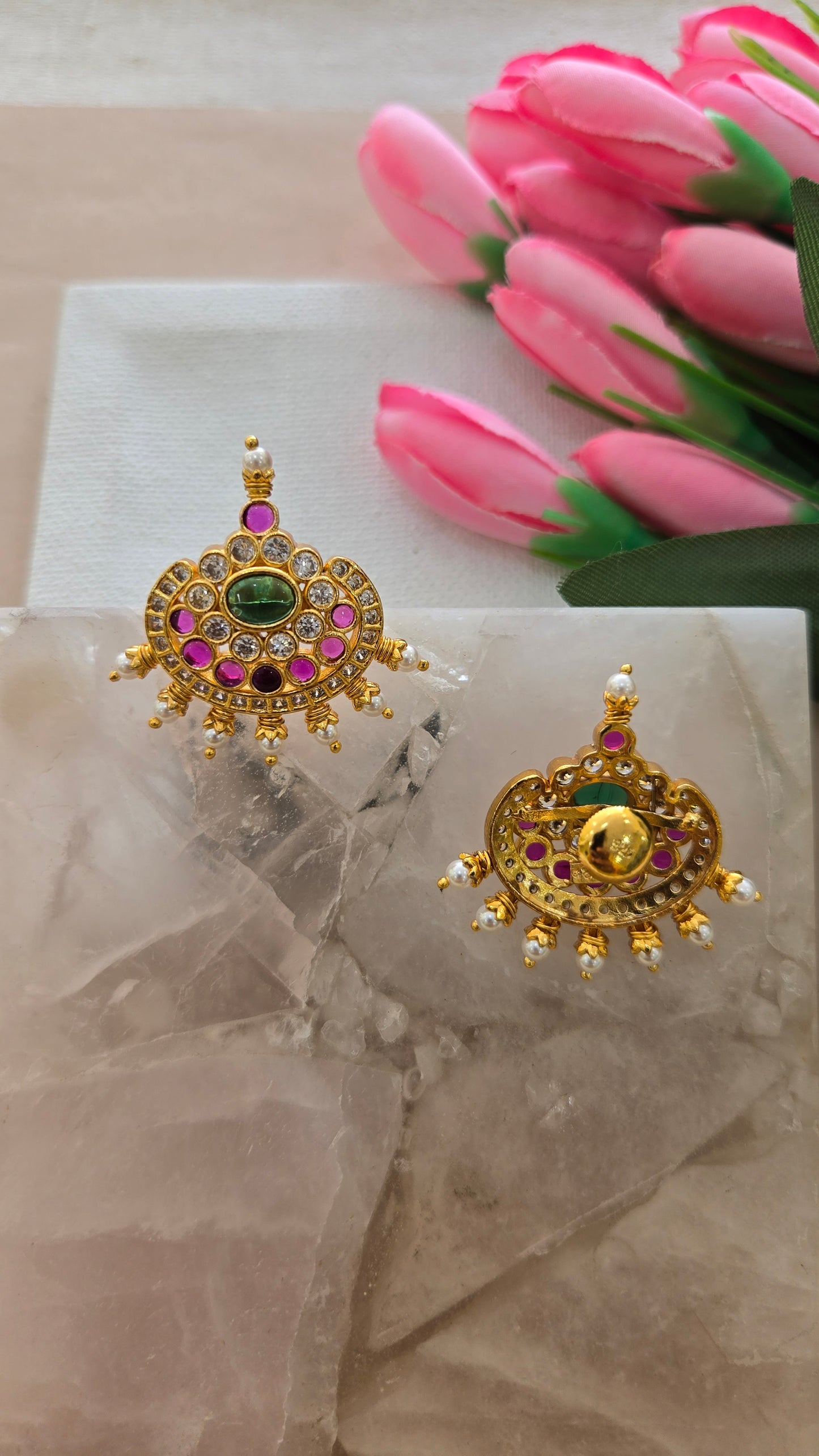 Stone chandbali stud