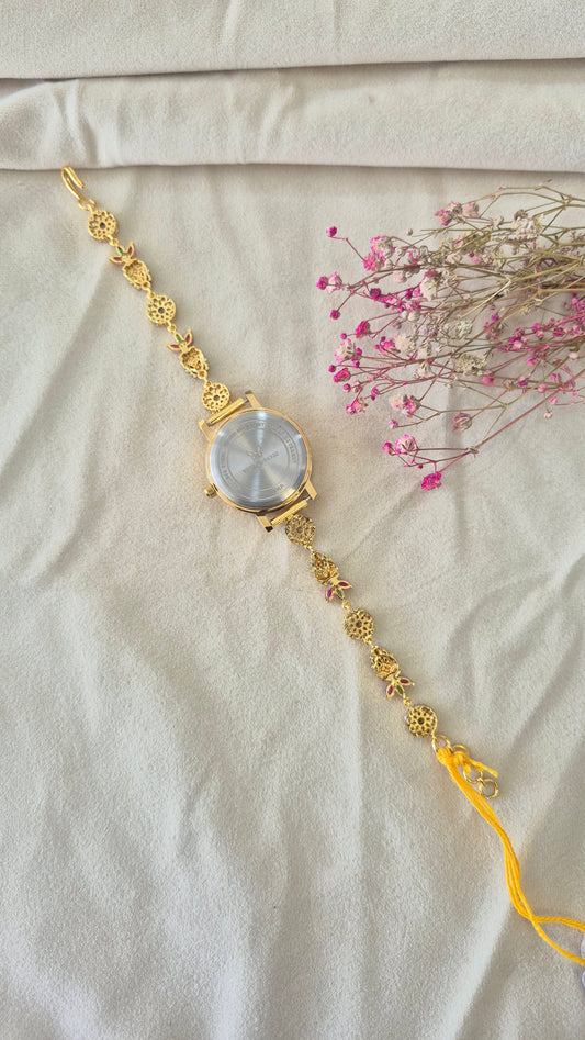 Gold Dial CZ Stone lakshmi watch