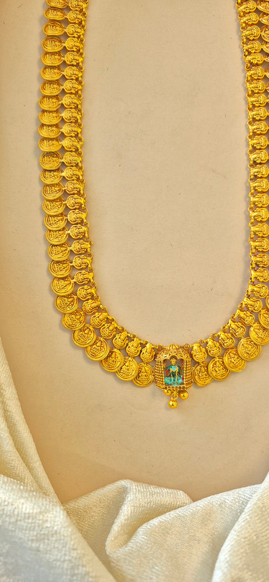 Light weight Kasu haram with small Laxmi embellished.