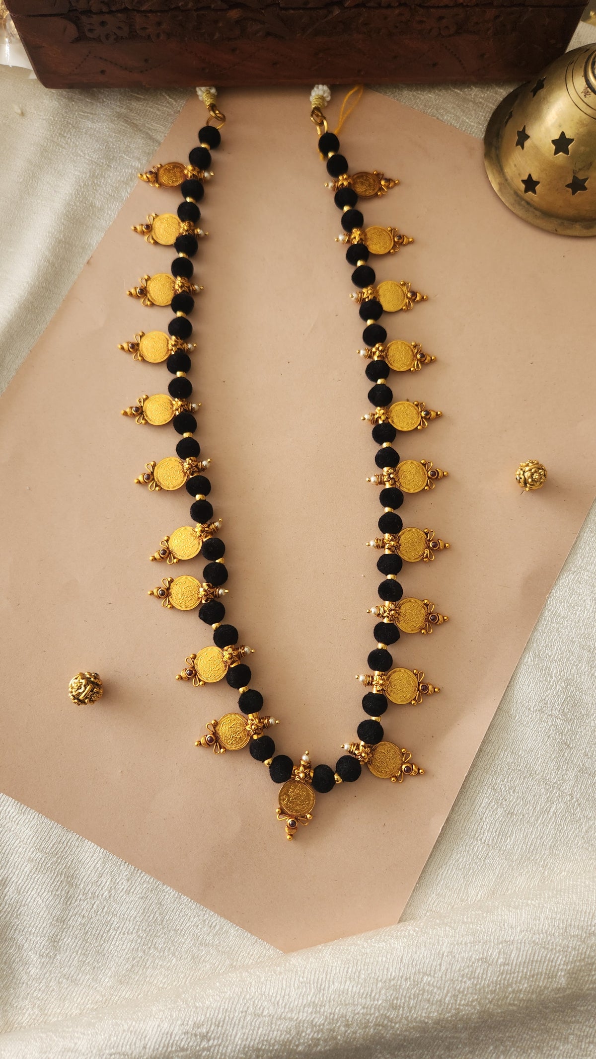 Black Bead Laxmi kasu Nagas Necklace