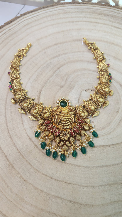 Gandaberunda Coral Nakshi Necklace