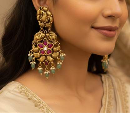 Big Kundan Mossanite earrings