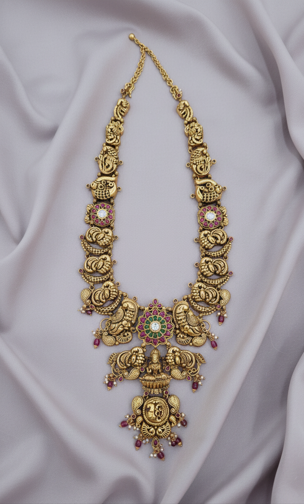 Deep Nagas Kundan and Mossonite long necklace