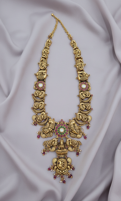 Deep Nagas Kundan and Mossonite long necklace