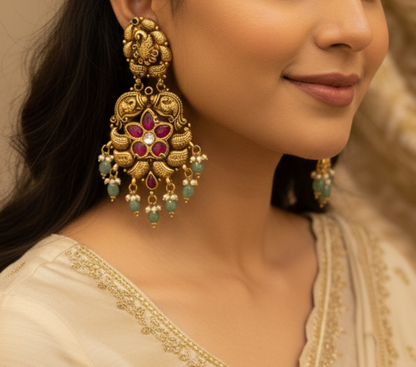 Big Kundan Mossanite earrings