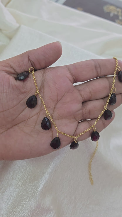 Garnet semi precious charms chain