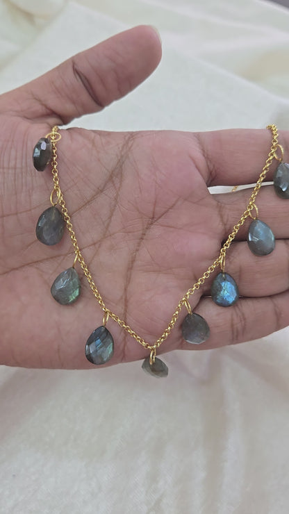 Labradorite silver charms chain