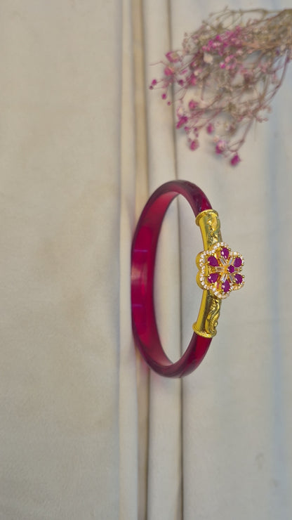 12 colour Nakas Mogappu bangle with Red and white stones